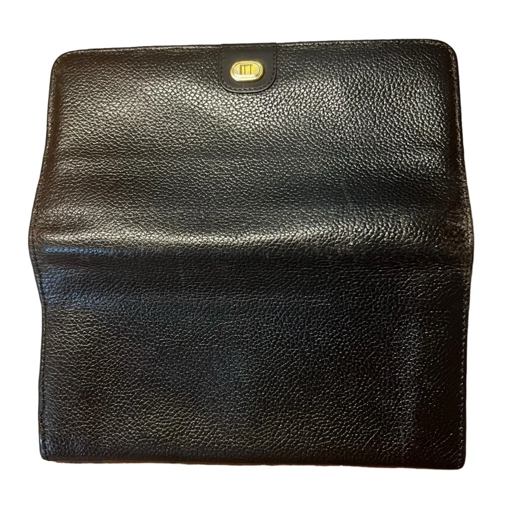 DUNHILL Long Wallet in Black Pebbled Leather Unisex